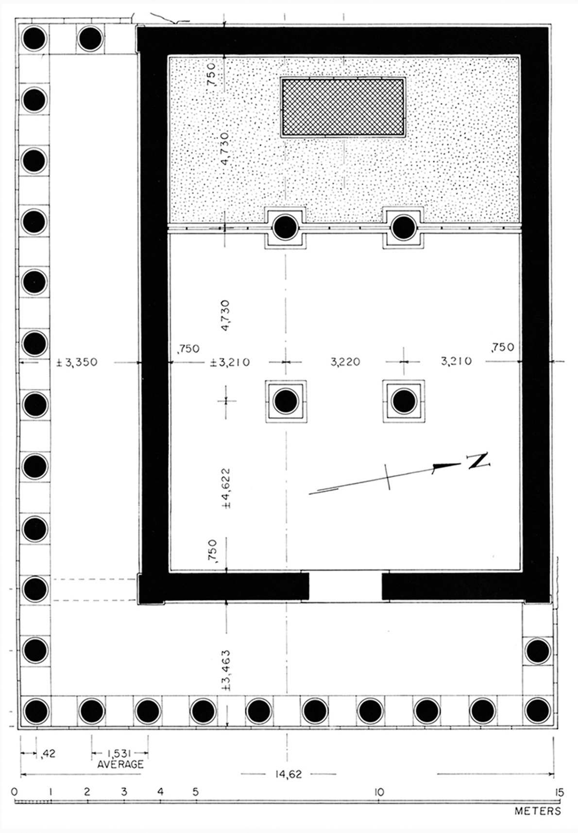 Figure 2 : plan restitué du grand temple d’Athéna (BAB, p. 95, fig. 98).